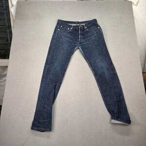 A.P.C. Jeans Mens Dark Wash Blue Slim Straight Button Fly Denim Fits 29x32